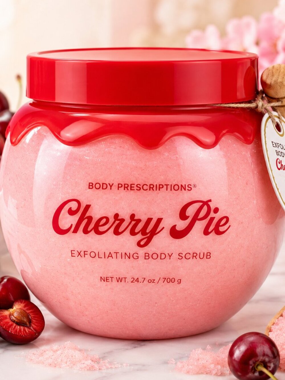 Body Prescriptions Cherry Pie Exfoliating Body Scrub with Wooden Scoop 24.7 oz